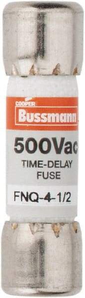 Cooper Bussmann - 500 VAC, 4.5 Amp, Time Delay General Purpose Fuse - Fuse Holder Mount, 1-1/2" OAL, 10 at AC kA Rating, 13/32" Diam - Exact Tool & Supply