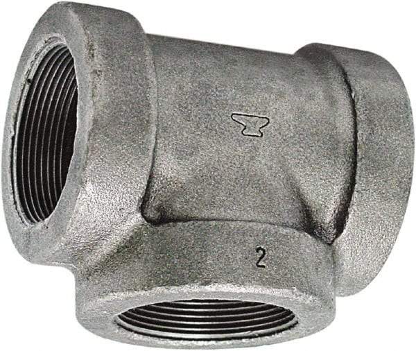 Made in USA - Size 1-1/4", Class 125, Cast Iron Black Pipe Tee - 175 psi, FPT End Connection - Exact Tool & Supply
