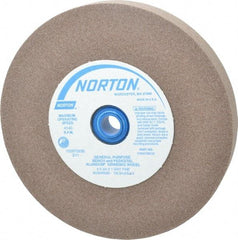 Norton - 100 Grit Aluminum Oxide Bench & Pedestal Grinding Wheel - 6" Diam x 1" Hole x 3/4" Thick, 4140 Max RPM, Fine Grade - Exact Tool & Supply