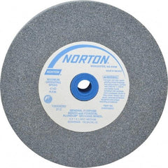 Norton - 60 Grit Aluminum Oxide Bench & Pedestal Grinding Wheel - 6" Diam x 1" Hole x 1" Thick, 4140 Max RPM, Medium Grade - Exact Tool & Supply