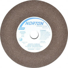 Norton - 60/80 Grit Aluminum Oxide Bench & Pedestal Grinding Wheel - 10" Diam x 1-1/4" Hole x 1" Thick, 2485 Max RPM, Medium Grade - Exact Tool & Supply