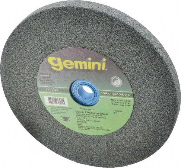 Norton - 60 Grit Silicon Carbide Bench & Pedestal Grinding Wheel - 6" Diam x 1" Hole x 1/2" Thick, 4140 Max RPM, Medium Grade - Exact Tool & Supply