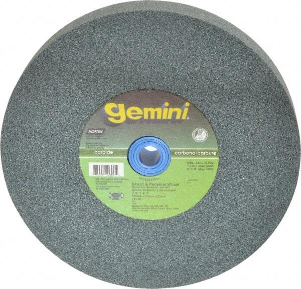 Norton - 80 Grit Silicon Carbide Bench & Pedestal Grinding Wheel - 7" Diam x 1" Hole x 1" Thick, 3600 Max RPM, Medium Grade - Exact Tool & Supply