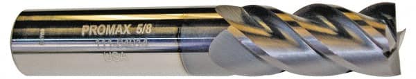 ProMax - 9/16", 1-1/4" LOC, 9/16" Shank Diam, 3-1/2" OAL, 4 Flute, Solid Carbide Square End Mill - Exact Tool & Supply