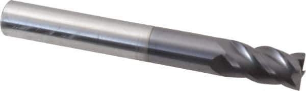 ProMax - 5/16", 1/2" LOC, 5/16" Shank Diam, 2-1/2" OAL, 4 Flute, Solid Carbide Square End Mill - Single End, AlTiN Finish, Spiral Flute, 40° Helix, Centercutting, Right Hand Cut, Right Hand Flute, Series 111 - Exact Tool & Supply