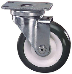 Albion - 4" Diam x 1-1/4" Wide x 5-1/8" OAH Top Plate Mount Swivel Caster - Hard Rubber, 350 Lb Capacity, Plain Bearing, 2-1/2 x 3-5/8" Plate - Exact Tool & Supply