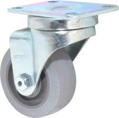 Albion - 3" Diam x 1-1/4" Wide x 4-1/4" OAH Top Plate Mount Swivel Caster - Rubber, 200 Lb Capacity, Delrin Bearing, 2-1/2 x 3-5/8" Plate - Exact Tool & Supply