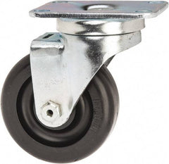 Albion - 3-1/2" Diam x 1-1/4" Wide x 4-11/16" OAH Top Plate Mount Swivel Caster - Polyolefin, 300 Lb Capacity, Delrin Bearing, 2-1/2 x 3-5/8" Plate - Exact Tool & Supply