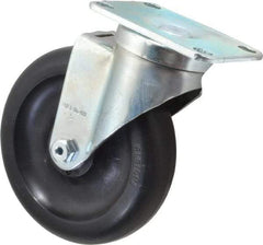 Albion - 5" Diam x 1-1/4" Wide x 6-3/16" OAH Top Plate Mount Swivel Caster - Polyolefin, 350 Lb Capacity, Delrin Bearing, 2-1/2 x 3-5/8" Plate - Exact Tool & Supply