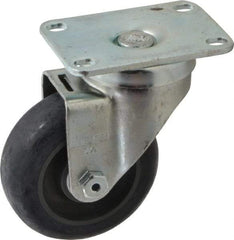 Albion - 3-1/2" Diam x 1-1/4" Wide x 4-11/16" OAH Top Plate Mount Swivel Caster - Polyurethane, 350 Lb Capacity, Delrin Bearing, 2-1/2 x 3-5/8" Plate - Exact Tool & Supply