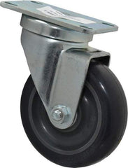 Albion - 4" Diam x 1-1/4" Wide x 5-1/8" OAH Top Plate Mount Swivel Caster - Polyurethane, 350 Lb Capacity, Delrin Bearing, 2-1/2 x 3-5/8" Plate - Exact Tool & Supply