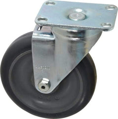 Albion - 5" Diam x 1-1/4" Wide x 6-3/16" OAH Top Plate Mount Swivel Caster - Polyurethane, 350 Lb Capacity, Ball Bearing, 2-1/2 x 3-5/8" Plate - Exact Tool & Supply