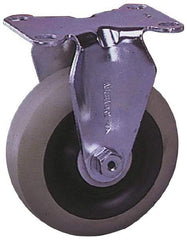 Albion - 4" Diam x 1-1/4" Wide x 5-1/8" OAH Top Plate Mount Rigid Caster - Rubber, 300 Lb Capacity, Ball Bearing, 2-1/2 x 3-5/8" Plate - Exact Tool & Supply