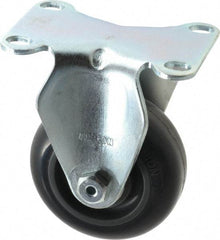 Albion - 3" Diam x 1-1/4" Wide x 4-1/4" OAH Top Plate Mount Rigid Caster - Polyurethane, 300 Lb Capacity, Delrin Bearing, 2-1/2 x 3-5/8" Plate - Exact Tool & Supply