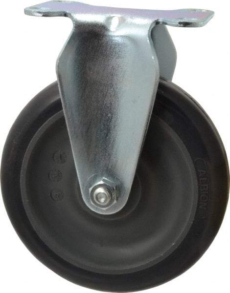 Albion - 5" Diam x 1-1/4" Wide x 6-3/16" OAH Top Plate Mount Rigid Caster - Polyurethane, 350 Lb Capacity, Ball Bearing, 2-1/2 x 3-5/8" Plate - Exact Tool & Supply