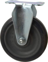 Albion - 5" Diam x 1-1/4" Wide x 6-3/16" OAH Top Plate Mount Rigid Caster - Polyurethane, 350 Lb Capacity, Ball Bearing, 2-1/2 x 3-5/8" Plate - Exact Tool & Supply