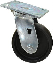 Albion - 5" Diam x 1-1/2" Wide x 6-1/2" OAH Top Plate Mount Swivel Caster - Polypropylene, 450 Lb Capacity, Roller Bearing, 4 x 4-1/2" Plate - Exact Tool & Supply