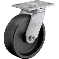 Albion - 8" Diam x 2" Wide x 9-1/2" OAH Top Plate Mount Swivel Caster - Polypropylene, 850 Lb Capacity, Roller Bearing, 4 x 4-1/2" Plate - Exact Tool & Supply