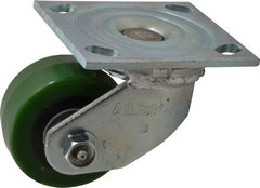 Albion - 3-1/4" Diam x 1-5/8" Wide x 4-1/4" OAH Top Plate Mount Swivel Caster - Polyurethane, 420 Lb Capacity, Roller Bearing, 4 x 4-1/2" Plate - Exact Tool & Supply
