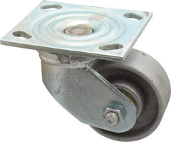 Albion - 3-1/4" Diam x 1-1/2" Wide x 4-1/4" OAH Top Plate Mount Swivel Caster - Cast Iron, 400 Lb Capacity, Roller Bearing, 4 x 4-1/2" Plate - Exact Tool & Supply