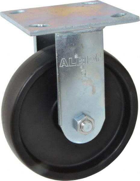 Albion - 6" Diam x 1-1/2" Wide x 7-1/4" OAH Top Plate Mount Rigid Caster - Polypropylene, 550 Lb Capacity, Roller Bearing, 4 x 4-1/2" Plate - Exact Tool & Supply
