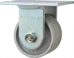 Albion - 3-1/4" Diam x 2" Wide x 4-1/4" OAH Top Plate Mount Rigid Caster - Cast Iron, 700 Lb Capacity, Roller Bearing, 4 x 4-1/2" Plate - Exact Tool & Supply