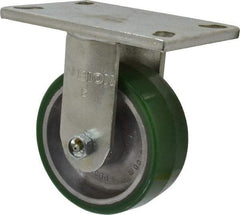 Albion - 5" Diam x 2" Wide x 6-1/2" OAH Top Plate Mount Rigid Caster - Polyurethane, 1,050 Lb Capacity, Roller Bearing, 5 x 6-1/4" Plate - Exact Tool & Supply