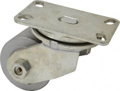 Albion - 4" Diam x 3" Wide x 5-1/2" OAH Top Plate Mount Swivel Caster - Cast Iron, 2,000 Lb Capacity, Roller Bearing, 4-1/2 x 6-1/4" Plate - Exact Tool & Supply