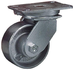 Albion - 10" Diam x 3" Wide x 12-1/2" OAH Top Plate Mount Swivel Caster - Phenolic, 2,900 Lb Capacity, Roller Bearing, 5-1/4 x 7-1/4" Plate - Exact Tool & Supply
