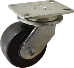 Albion - 6" Diam x 3" Wide x 8" OAH Top Plate Mount Swivel Caster - Phenolic, 2,000 Lb Capacity, Roller Bearing, 5-1/4 x 7-1/4" Plate - Exact Tool & Supply