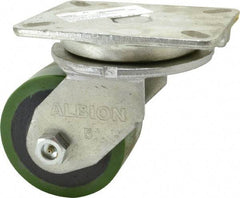 Albion - 5" Diam x 3" Wide x 7" OAH Top Plate Mount Swivel Caster - Polyurethane, 1,530 Lb Capacity, Roller Bearing, 5-1/4 x 7-1/4" Plate - Exact Tool & Supply