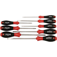 Wiha - 8 Piece Slotted & Phillips Screwdriver Set - Bit Sizes: Philips #1, #2 & #3, Comes in Box - Exact Tool & Supply