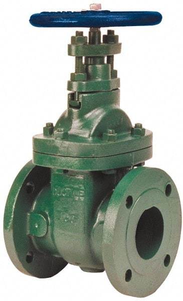 NIBCO - 5" Pipe, Class 150, Flanged-Raised Face Ductile Iron Solid Wedge Stem Gate Valve - 285 WOG, 150 WSP, Bolted Bonnet - Exact Tool & Supply