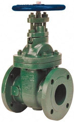 NIBCO - 8" Pipe, Class 150, Flanged-Raised Face Ductile Iron Solid Wedge Stem Gate Valve - 285 WOG, 150 WSP, Bolted Bonnet - Exact Tool & Supply