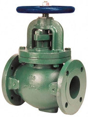 NIBCO - 3" Pipe, Flanged-Raised Face Ends, Iron Outside Screw & Yoke Globe Valve - Cast Bronze Disc, Bolted Bonnet, 285 psi WOG, Class 150 - Exact Tool & Supply
