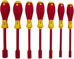 Wiha - 7 Piece 5 to 13mm Insulated Nutdriver Set - Cushion Grip Handle - Exact Tool & Supply
