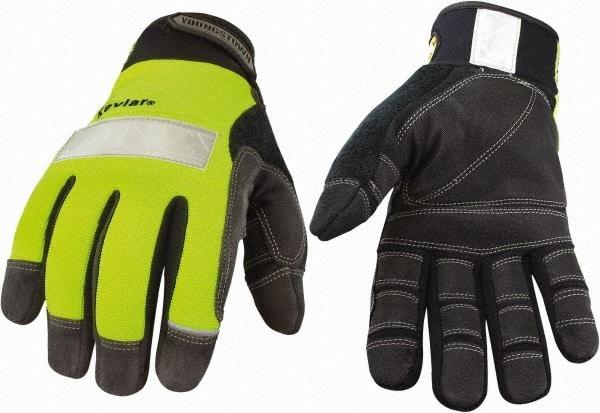 Youngstown - Size XL (10), ANSI Cut Lvl 3, Puncture Lvl 4, Abrasion Lvl 4, Kevlar Cut & Puncture Resistant Gloves - Kevlar Lining, Hook & Loop Cuff, Hi-Vis Lime, Paired - Exact Tool & Supply