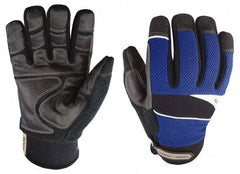 Youngstown - Size M (8), ANSI Cut Lvl 4, Puncture Lvl 3, Abrasion Lvl 4, Kevlar Cut & Puncture Resistant Gloves - Kevlar/Micro Fleece Lining, Hook & Loop Cuff, Blue/Black, Paired - Exact Tool & Supply