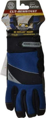Youngstown - Size XL (10), ANSI Cut Lvl 4, Puncture Lvl 3, Abrasion Lvl 4, Kevlar Cut & Puncture Resistant Gloves - Kevlar/Micro Fleece Lining, Hook & Loop Cuff, Blue/Black, Paired - Exact Tool & Supply