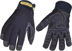 Youngstown - Size L (9) Synthetic Suede Cold Protection & Waterproof Work Gloves - For Mechanic's & Lifting, Uncoated, Hook & Loop Cuff, Full Fingered, Black, Paired - Exact Tool & Supply