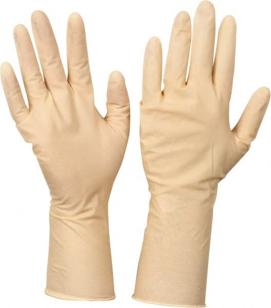 CleanTeam - Size M, 5 mil, Cleanroom Grade, Powder Free Latex Disposable Gloves - Exact Tool & Supply