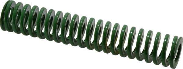 Dayton Lamina - 3/4" Hole Diam, 3/8" Rod Diam, 4" Free Length, Green Die Spring - 6.8 Lb Max Deflection, 1.61" Max Deflection, Light Duty, Chromium Vanadium Steel - Exact Tool & Supply