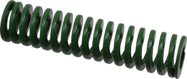 Dayton Lamina - 1" Hole Diam, 1/2" Rod Diam, 4" Free Length, Green Die Spring - 12.1 Lb Max Deflection, 1.61" Max Deflection, Light Duty, Chromium Vanadium Steel - Exact Tool & Supply