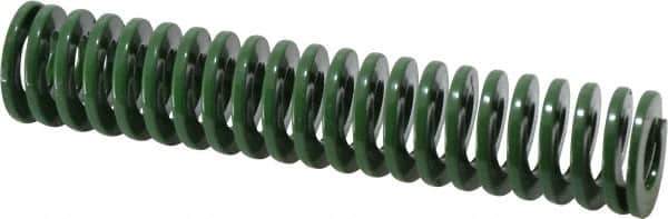 Dayton Lamina - 1" Hole Diam, 1/2" Rod Diam, 5" Free Length, Green Die Spring - 9.6 Lb Max Deflection, 2" Max Deflection, Light Duty, Chromium Vanadium Steel - Exact Tool & Supply