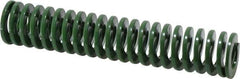 Dayton Lamina - 1" Hole Diam, 1/2" Rod Diam, 5" Free Length, Green Die Spring - 9.6 Lb Max Deflection, 2" Max Deflection, Light Duty, Chromium Vanadium Steel - Exact Tool & Supply