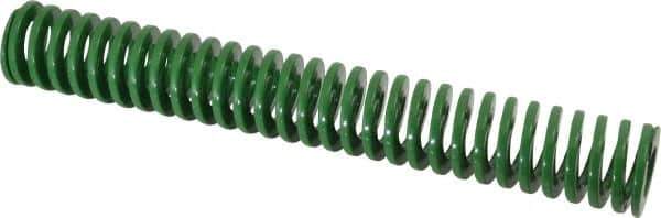 Dayton Lamina - 1" Hole Diam, 1/2" Rod Diam, 7" Free Length, Green Die Spring - 6.9 Lb Max Deflection, 2.8" Max Deflection, Light Duty, Chromium Vanadium Steel - Exact Tool & Supply