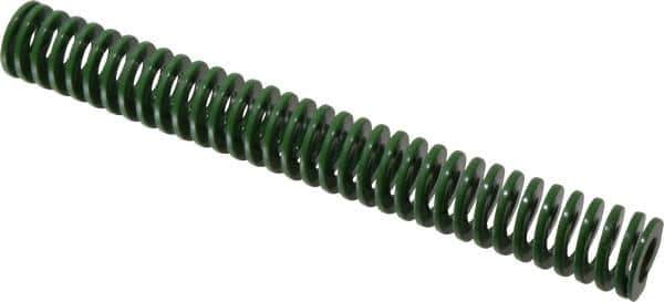 Dayton Lamina - 1" Hole Diam, 1/2" Rod Diam, 8" Free Length, Green Die Spring - 6 Lb Max Deflection, 3.2" Max Deflection, Light Duty, Chromium Vanadium Steel - Exact Tool & Supply