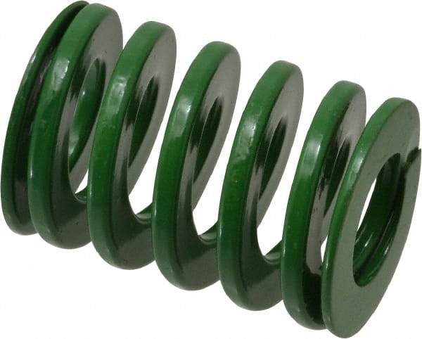 Dayton Lamina - 1-1/4" Hole Diam, 5/8" Rod Diam, 1-3/4" Free Length, Green Die Spring - 47.5 Lb Max Deflection, 0.69" Max Deflection, Light Duty, Chromium Vanadium Steel - Exact Tool & Supply