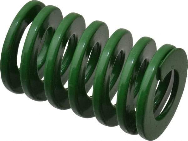 Dayton Lamina - 1-1/4" Hole Diam, 5/8" Rod Diam, 2" Free Length, Green Die Spring - 40.7 Lb Max Deflection, 0.8" Max Deflection, Light Duty, Chromium Vanadium Steel - Exact Tool & Supply