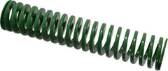 Dayton Lamina - 1-1/4" Hole Diam, 5/8" Rod Diam, 6" Free Length, Green Die Spring - 12.3 Lb Max Deflection, 2.39" Max Deflection, Light Duty, Chromium Vanadium Steel - Exact Tool & Supply